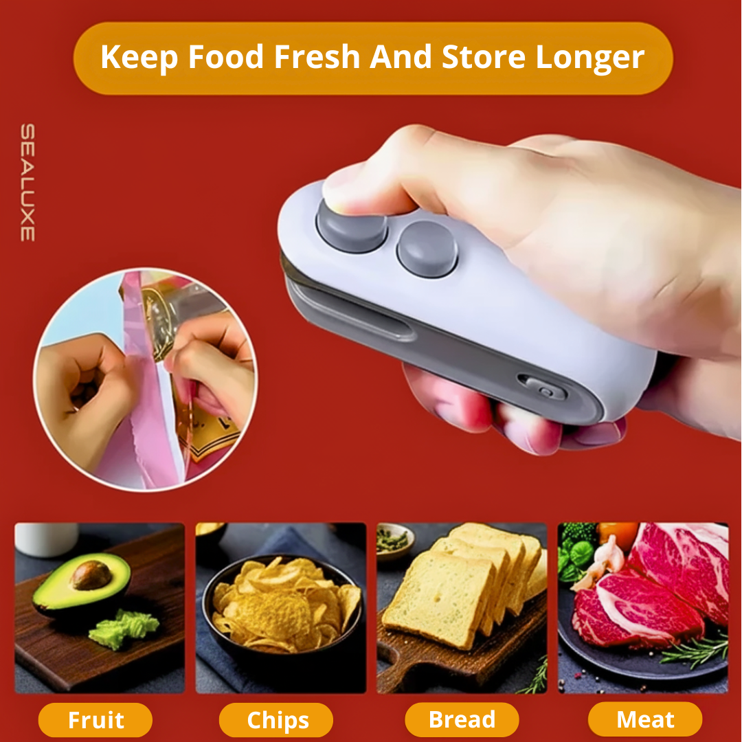 Sealuxe Rechargeable 2-in-1 Bag Sealer, Reseal Chip Bags, Cookie Bags, Salad Bags And More