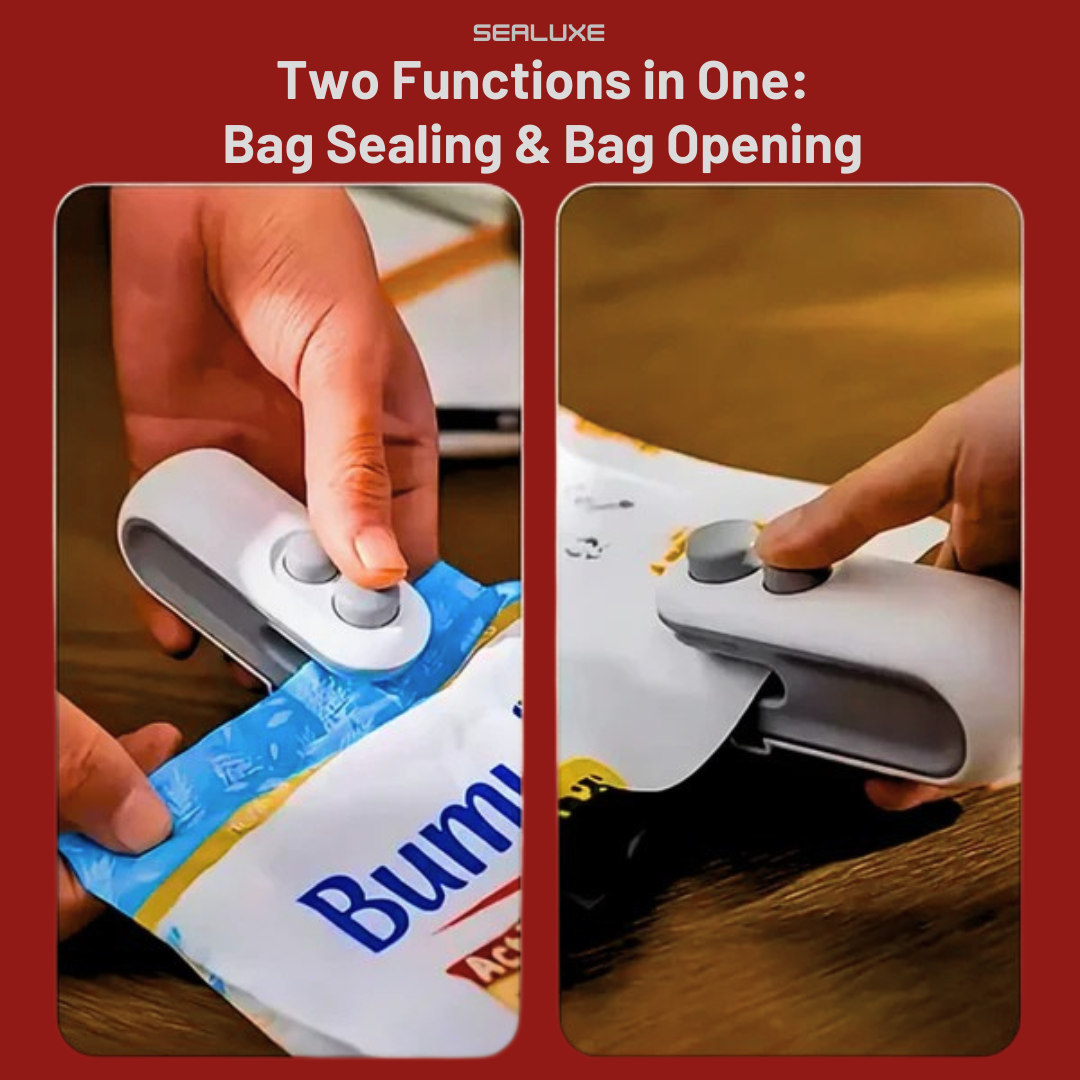 Sealuxe Rechargeable 2-in-1 Bag Sealer, Reseal Chip Bags, Cookie Bags, Salad Bags And More