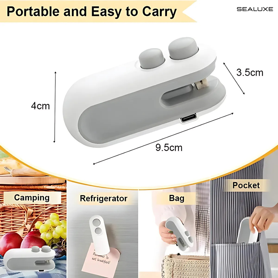 Sealuxe Rechargeable 2-in-1 Bag Sealer, Reseal Chip Bags, Cookie Bags, Salad Bags And More
